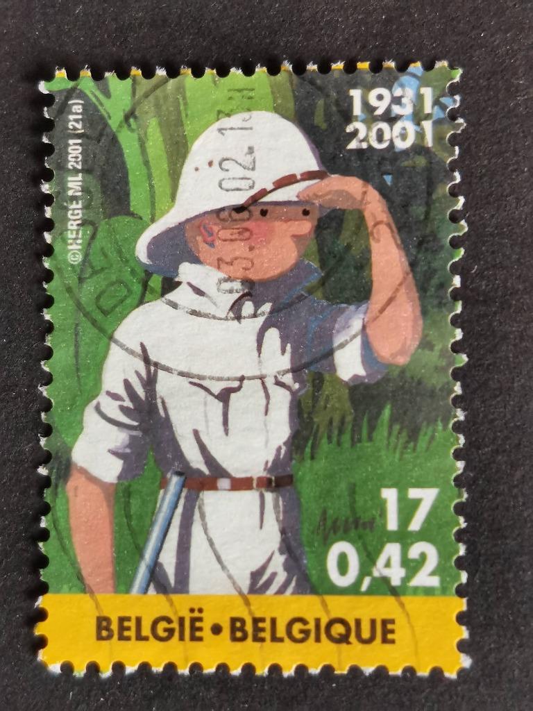Belgique 2001 - Tintin en Afrique, Timbres & Monnaies, Enlèvement ou Envoi, Affranchi