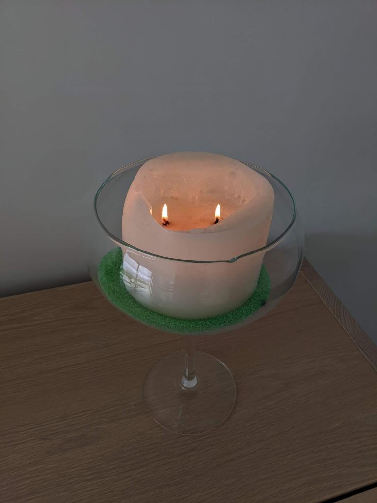 Kaars houder in glas op voet, Ophalen of Verzenden, Zo goed als nieuw, Groen, Kaars