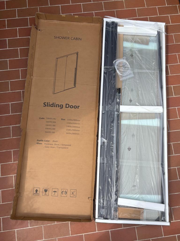 Porte de douche coulissante - 130x200cm - noir mat, Bricolage & Construction, Enlèvement, Neuf, Verre, Douche