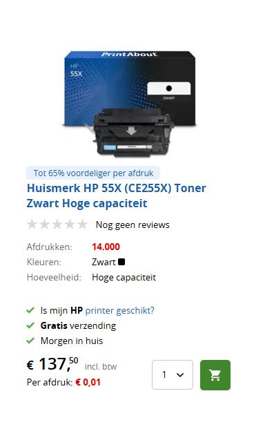 HP Toner Cartridge CE255X / Canon 724H, Ophalen, Nieuw, Cartridge, PrintAbout