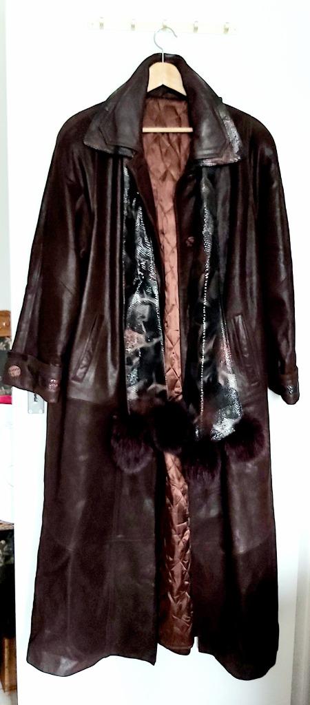 Manteau long en cuir femme, Taille 42/44 (L), Autre, Enlèvement ou Envoi, Brun