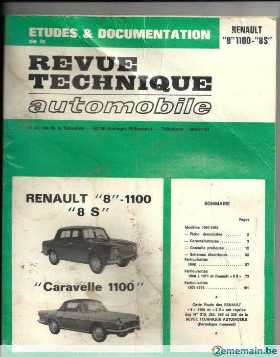 r t a renault  8 et caravelle 1100    de 1976, Enlèvement ou Envoi