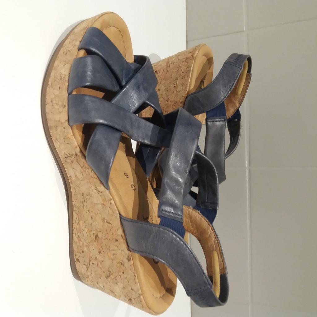 Sandaal met sleehak Gabor maat 42, Blauw, Gabor, Zo goed als nieuw, Sandalen of Muiltjes