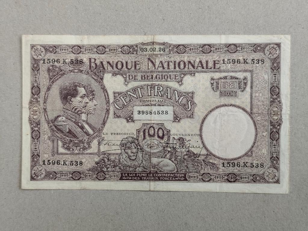 Billet de 100 Fb type 1919 état TTB, Timbres & Monnaies, Billets de banque | Belgique, Enlèvement ou Envoi, Billets en vrac