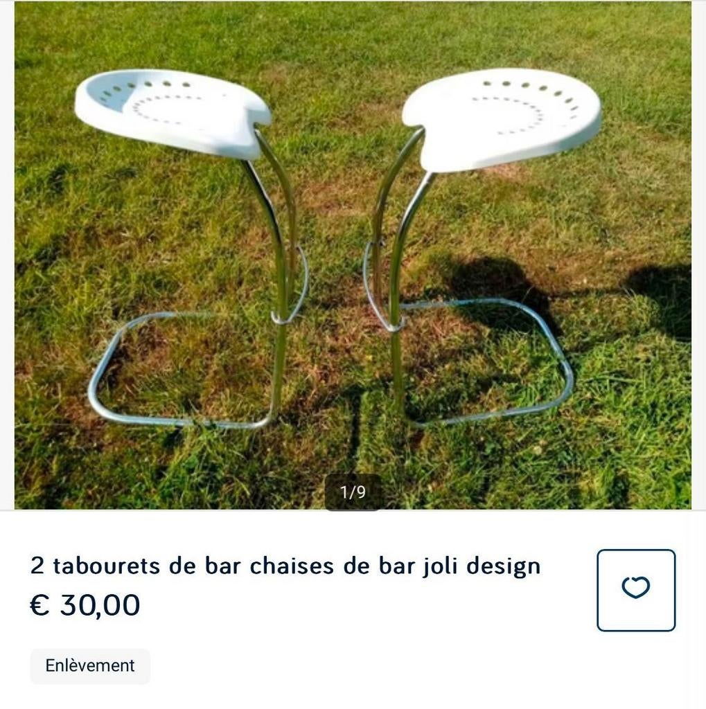 2 tabourets de bar design, Enlèvement