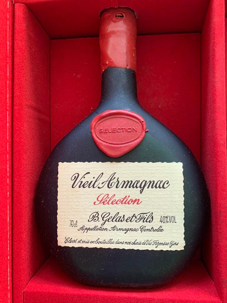 Vieil Armagnac - B. Gelas & Gils 1986 - zeldzame fles, Verzamelen, Wijnen, Zo goed als nieuw, Frankrijk, Ophalen