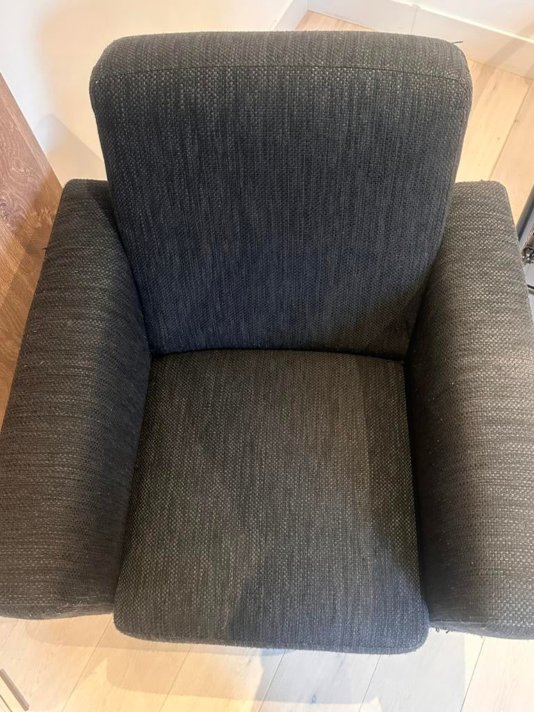 Donkergrijze éénpersoonszetel, Huis en Inrichting, Fauteuils, Ophalen, Gebruikt, Stof