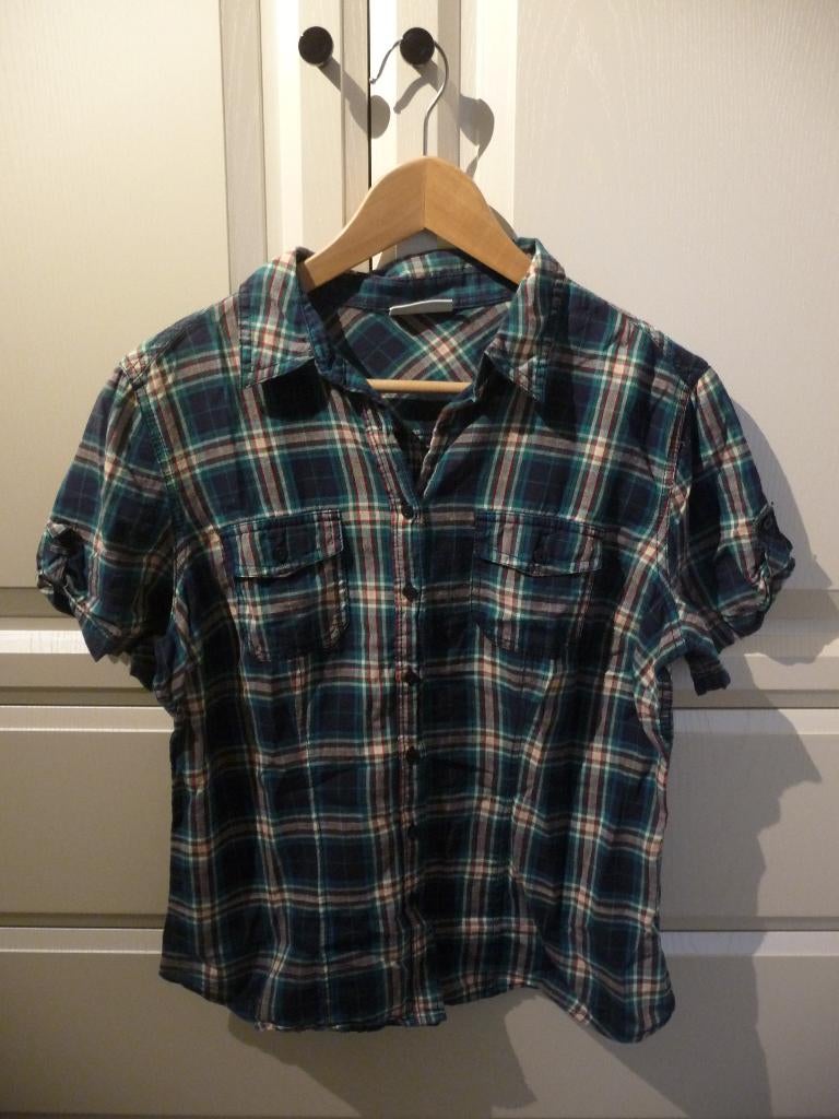 Blauw geruit hemd, Maat 38/40 (M), Blauw, Ophalen of Verzenden, Gedragen