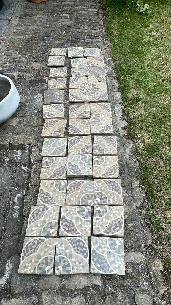 Tegeltjes vintage motief, Ophalen, Gebruikt, Keramiek, Minder dan 20 cm