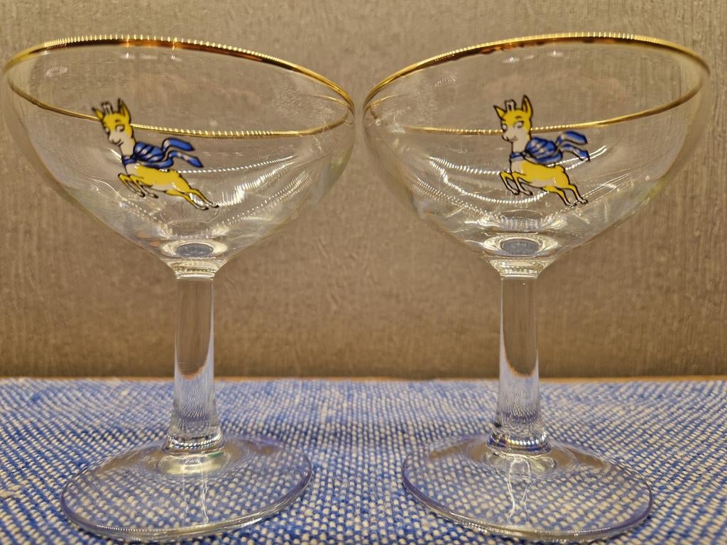 2 x vintage coupe glazen Babycham, Verzamelen, Ophalen of Verzenden, Zo goed als nieuw