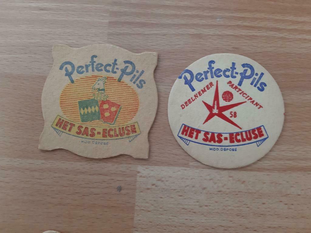 2 bierkaarten  Perfect-Pils  Het Sas-Ecluse, Verzamelen, Ophalen of Verzenden