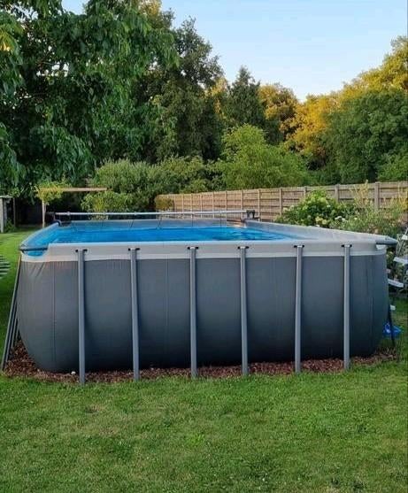Compleet Grote Intex Ultraframe zwembad + toebehoren, Tuin en Terras, Gebruikt, 300 cm of meer, Rechthoekig, Ophalen