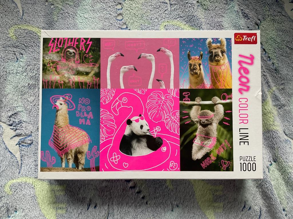 Puzzel neon dieren 1000 stukjes, Ophalen of Verzenden, 500 t/m 1500 stukjes, Nieuw, Legpuzzel