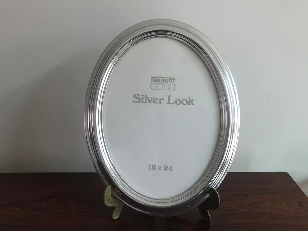 Deknudt grote lijst kader ovaal zilverkleurig met glas, Antiek en Kunst, Ophalen of Verzenden
