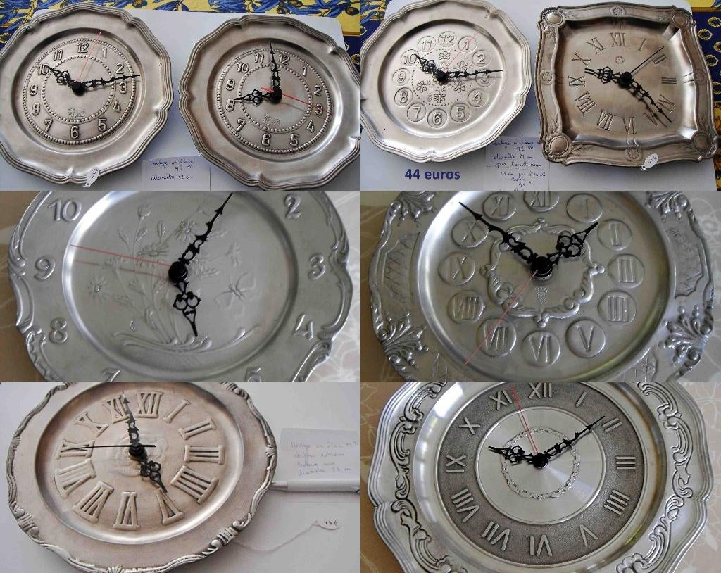 Horloges en étain (92%), 22, 23 ou 31 cm de diamètre, neuves, Enlèvement ou Envoi, Neuf