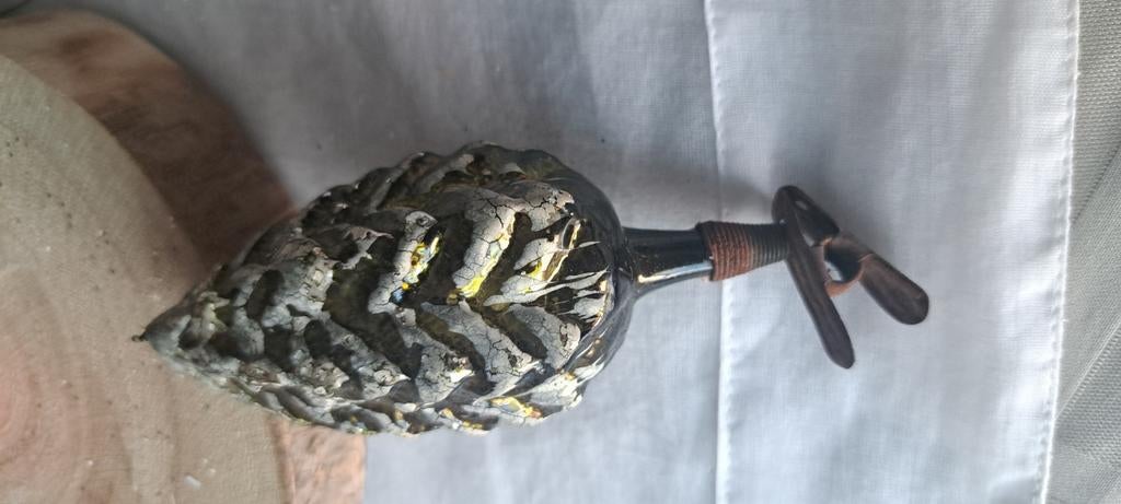 Pomme de pin sur pince ornement Noël ancien en verre, Enlèvement ou Envoi