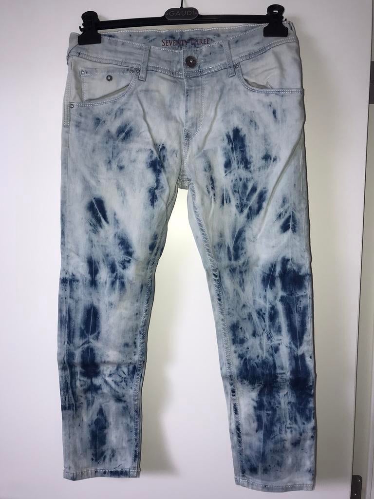 New Pepe Jeans lichtblauwe broek met marineblauwe patronen, Pepe jeans, Nieuw, Blauw, W27 (confectie 34) of kleiner