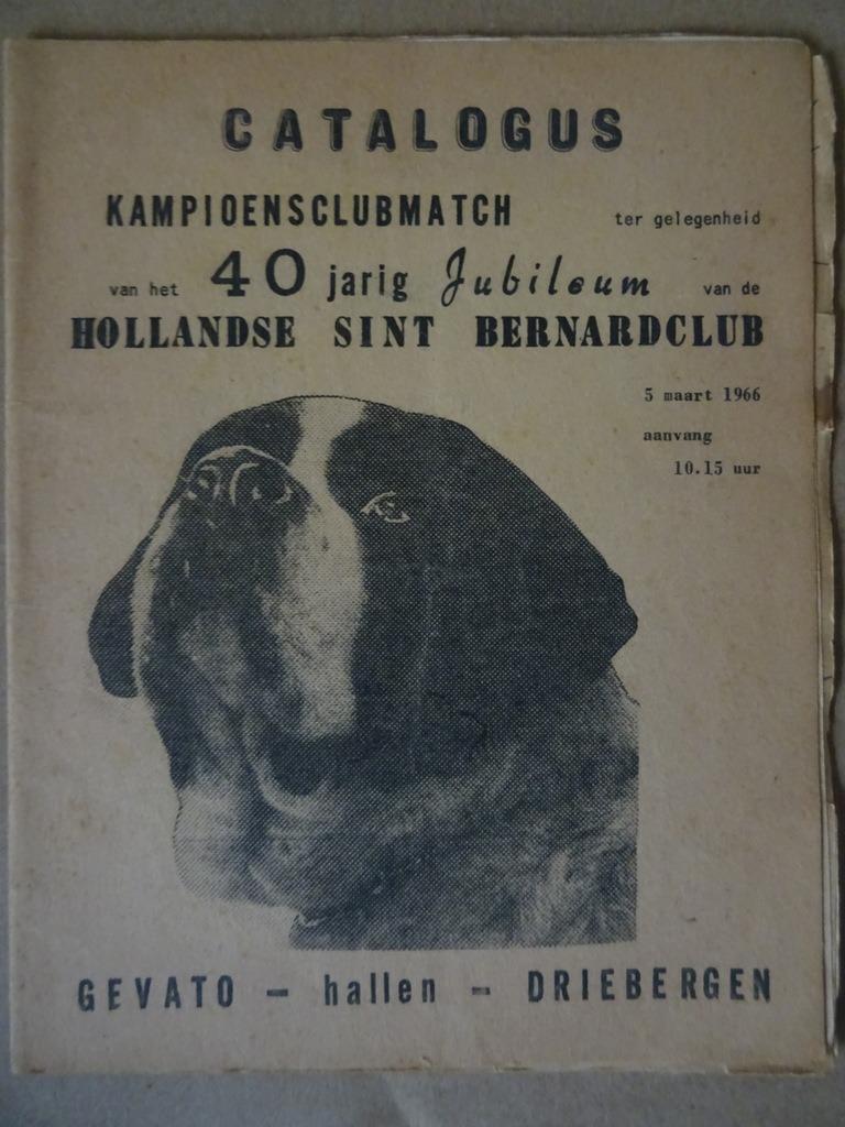 Catalogus kampioensclubmatch Hollandse Sint Bernardclub 1965, Antiek en Kunst, Curiosa en Brocante, Ophalen of Verzenden