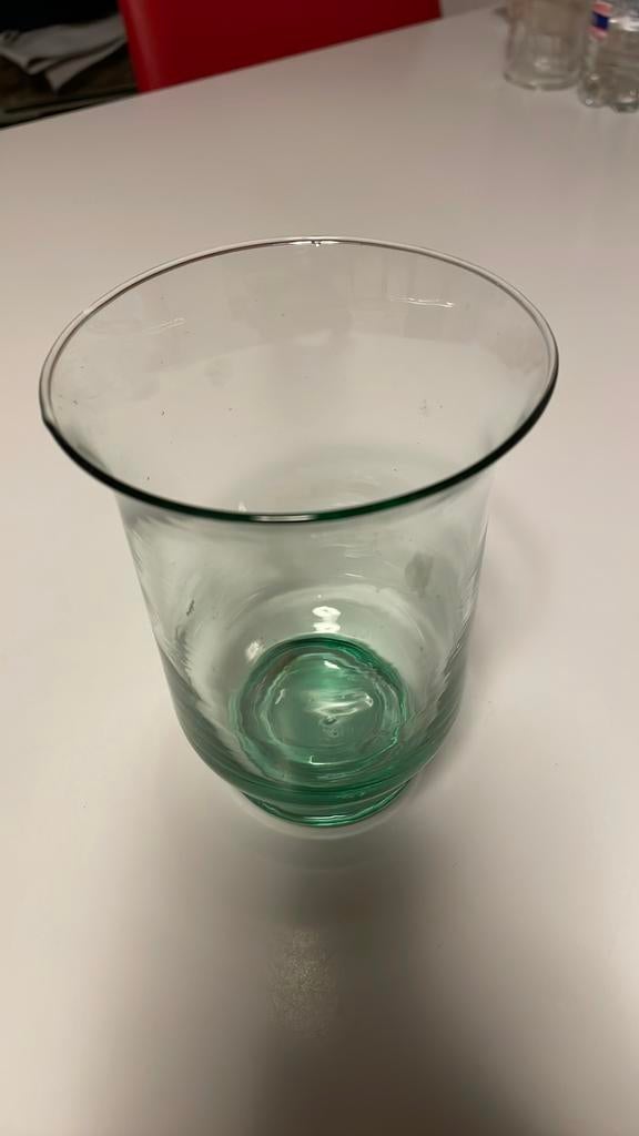 Vase et bougeoir en verre vert, Maison & Meubles, Enlèvement ou Envoi, Comme neuf, Vert, Verre
