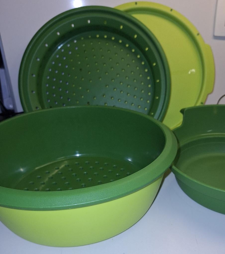 Tupperware MicroGourmet Stoompan, Enlèvement, Comme neuf, Vert, Récipient ou Bol
