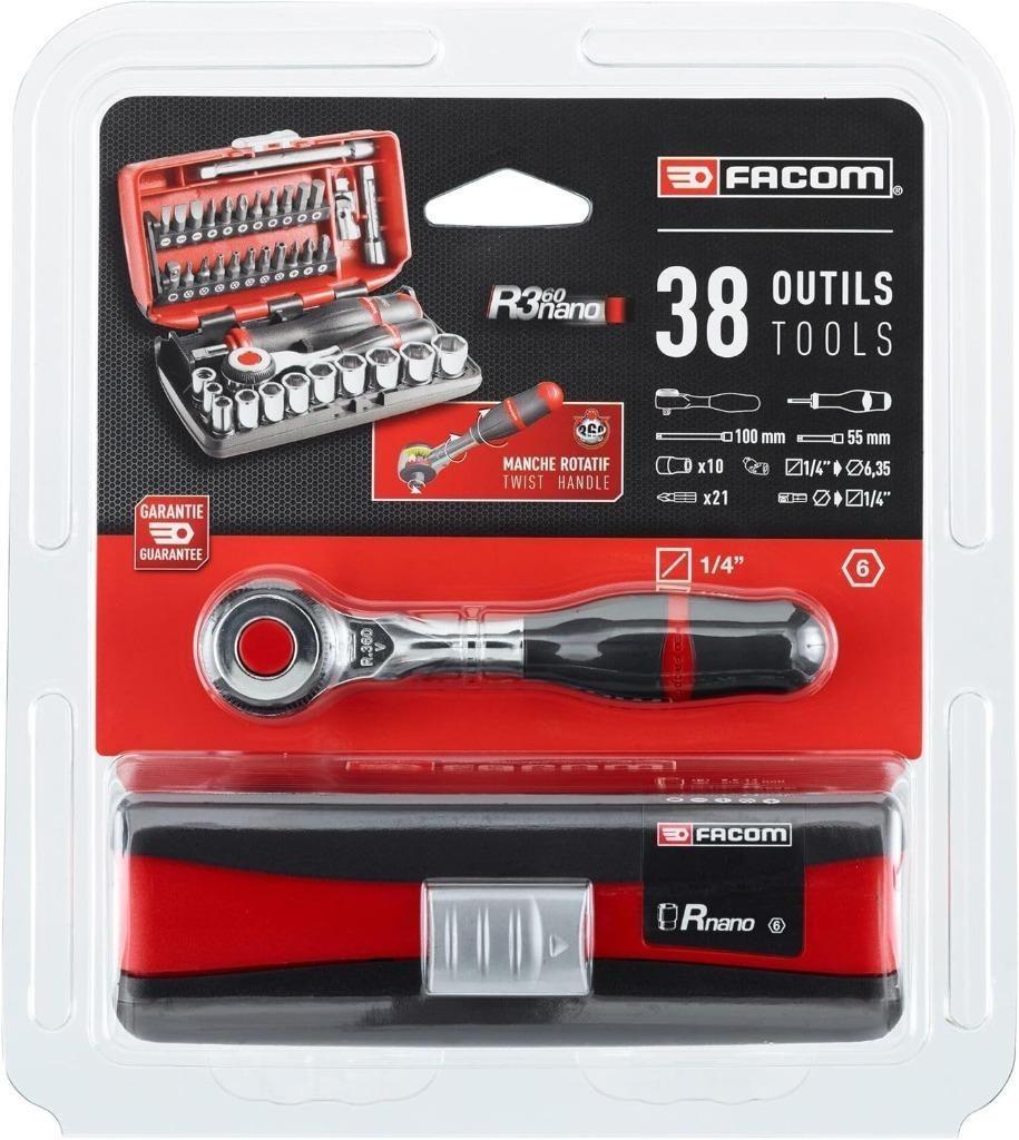 FACOM RL.NANO-U2 doppenset 1/4" 1/4", 12-punts inch-inch, Ophalen, Nieuw