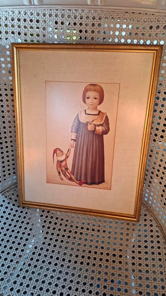 Mooi kunstwerkje in een goudkleurige kader, Huis en Inrichting, Ophalen