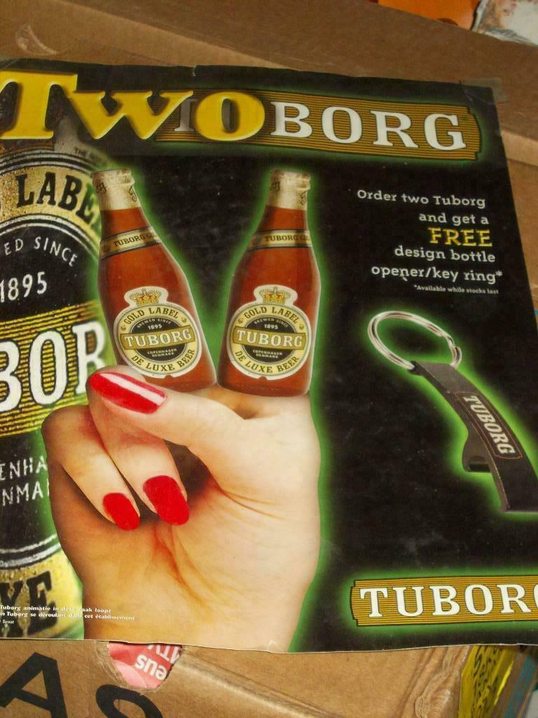 Beersign.Reclame .Tuborg Beer.Poster, Enlèvement ou Envoi, Utilisé, Panneau publicitaire