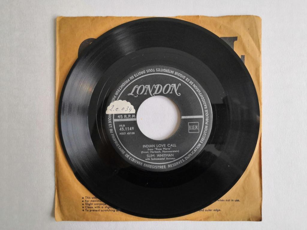 SLIM WHITMAN - Indian love call (45t), CD & DVD, Vinyles Singles, Comme neuf, Country et Western, Enlèvement ou Envoi