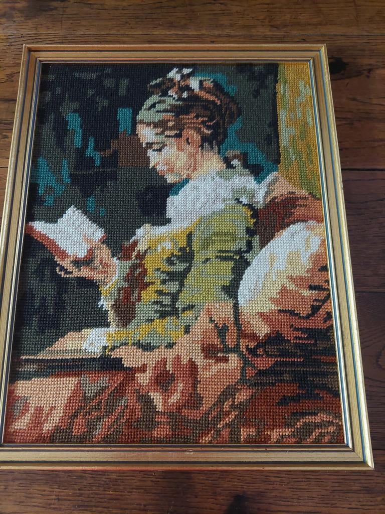 Geborduurde schilderij Le Fragonard, Antiek en Kunst, Ophalen of Verzenden