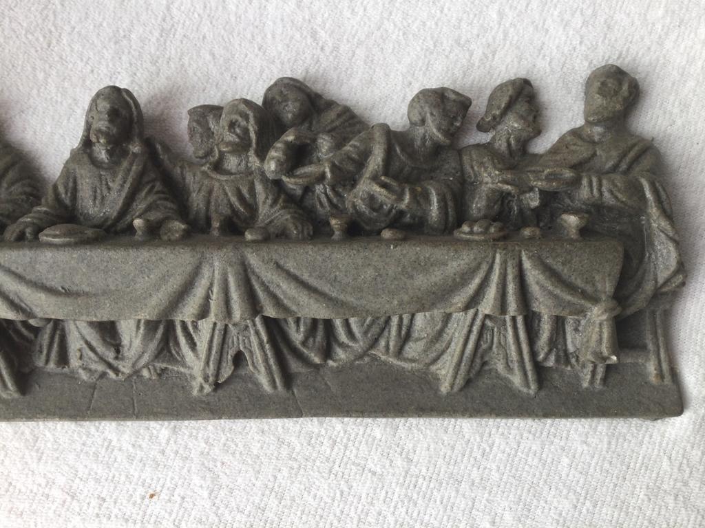 Prachtig bas reliëf in natuursteen afb laatste avondmaal, Antiek en Kunst, Antiek | Religieuze voorwerpen, Ophalen of Verzenden