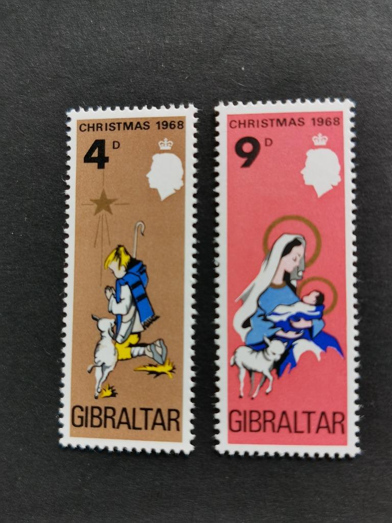 Gibraltar 1968 - Noël, berger, Marie et l'Enfant Jésus **, Enlèvement ou Envoi, Autres pays, Non oblitéré