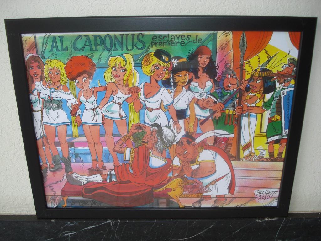 Dessin Hommage à Astérix Natacha Yoko Tsuno Aria "Al Caponus, Verzamelen, Rechthoekig Staand, Met lijst, Nieuw, Ophalen of Verzenden