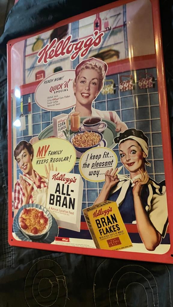 Plaque panneau decoratif metal kellogg’s style vintage, Enlèvement, Neuf