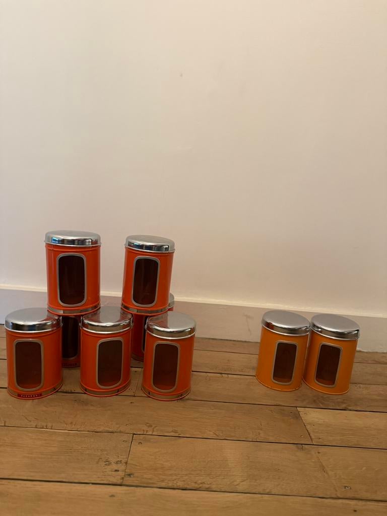 9 x boîtes vintage BRABANTIA années 60-70, Ophalen, Zo goed als nieuw