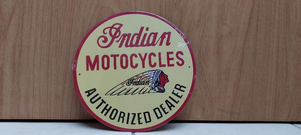 reclamebord in reliëf Indian Motocycles + boekje, Ophalen of Verzenden, Nieuw, Motoren