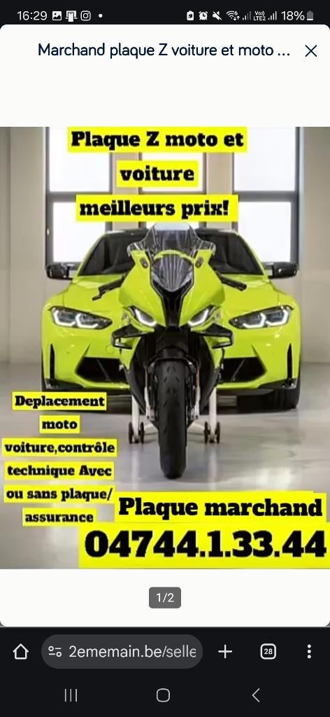 Marchand plaque z voiture moto controle technique