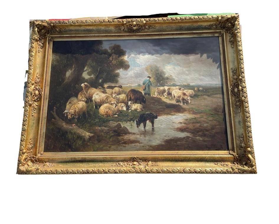 Henry Schouten : Grande Peinture de Berger et Moutons, Enlèvement ou Envoi