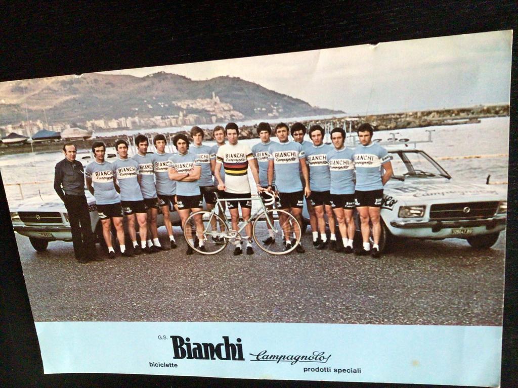 poster wielerkaart 1974 team bianchi campagnolo gimondi, Verzenden, Zo goed als nieuw