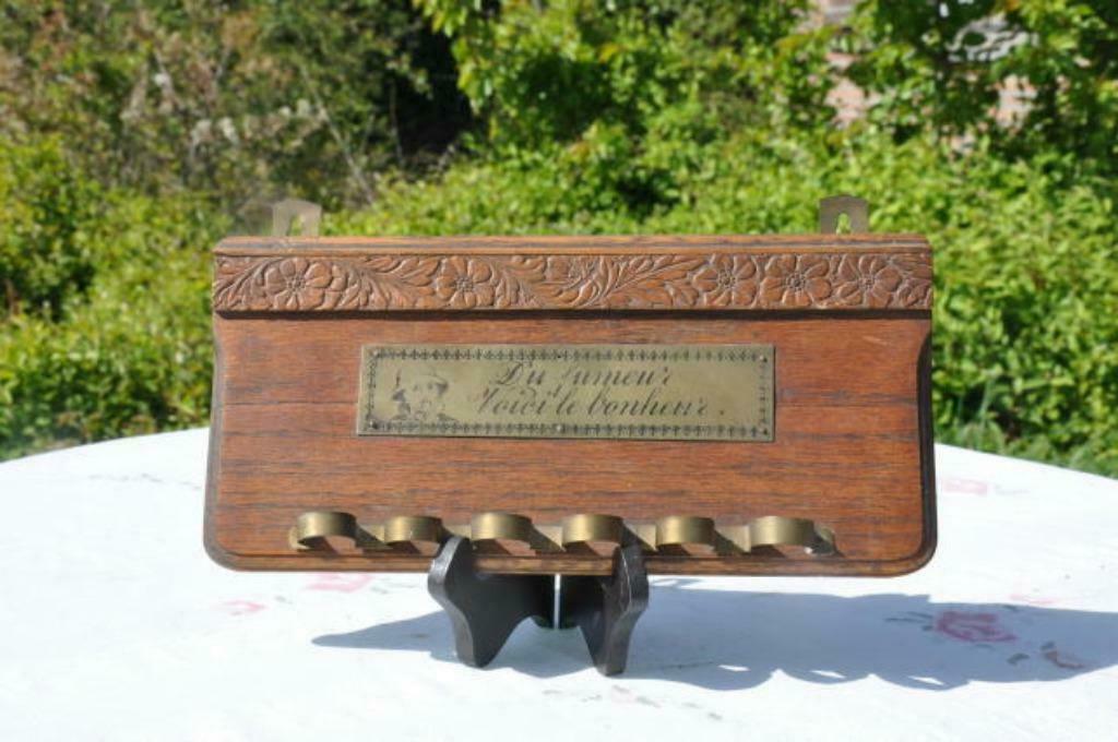§  porte pipes en bois "voici le bonheur", Antiquités & Art, Enlèvement ou Envoi