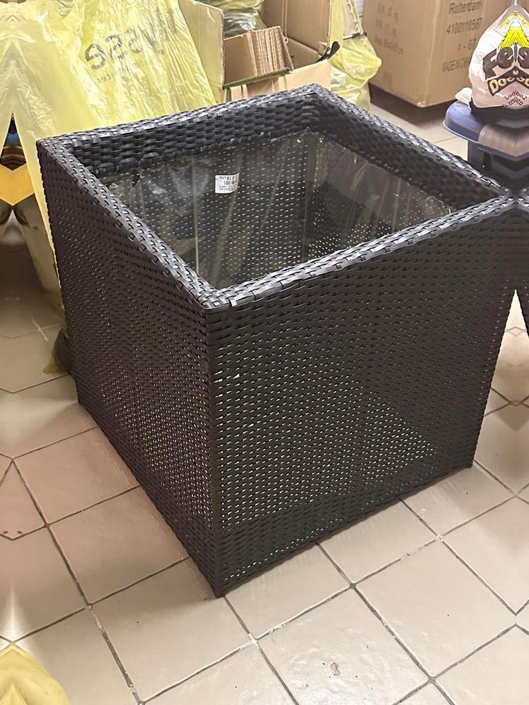 Grand pot/panier carré en rotin 60x60x60, Jardin & Terrasse, Accessoires mobilier de jardin, Neuf, Enlèvement