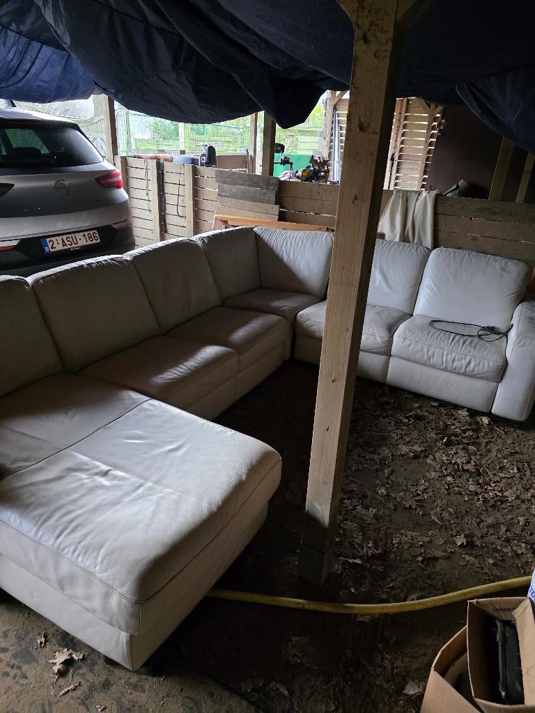 Hoeksalon beige met relax gebruiksporen, Huis en Inrichting, Ophalen of Verzenden