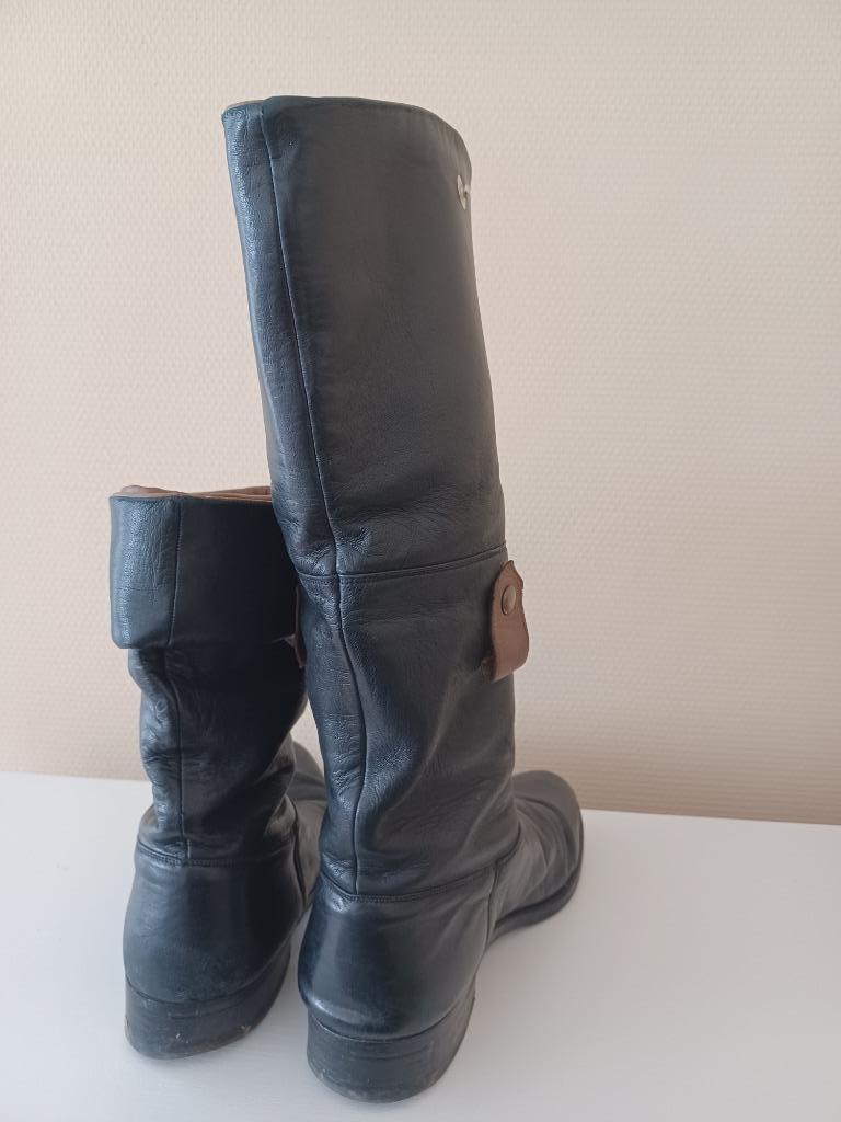 Stevige laarzen - mt 42 - volledig leder - unisex, Hoge laarzen, --, Zwart, Ophalen of Verzenden