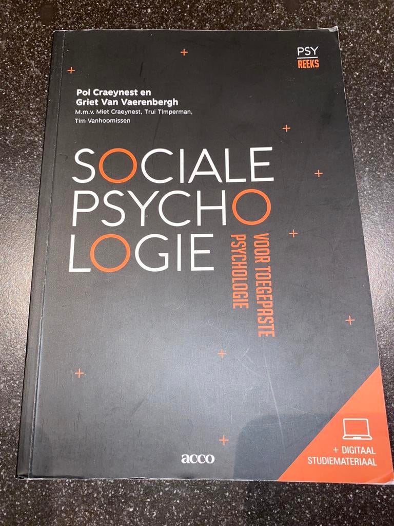Sociale Psychologie voor toegepaste psychologie, Boeken, Sociale psychologie, Miet Craeynest; Tim Vanhoomissen; Pol Craeynest; Trui Timperm...