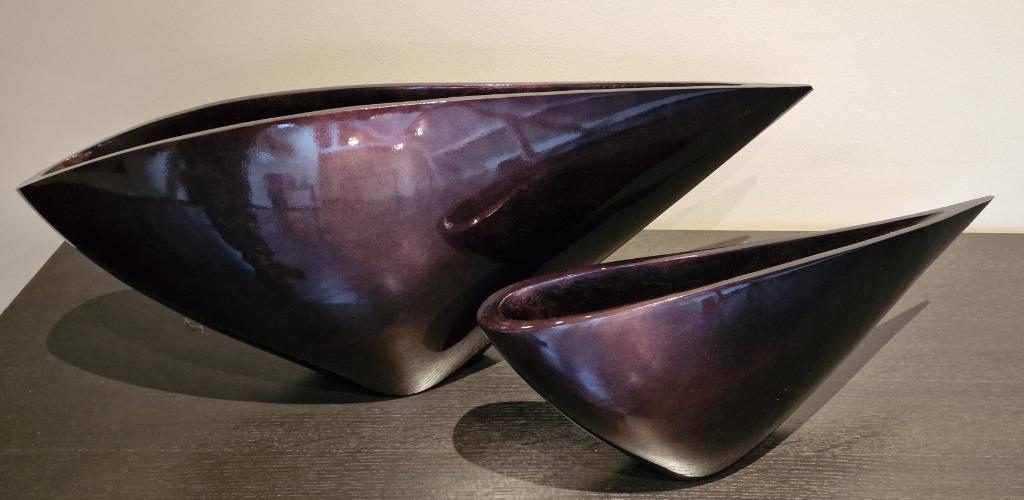 Vase (1) Grand vase brun en acajou avec 8 couches de laque, Enlèvement, Comme neuf, Autres couleurs, Autres matériaux