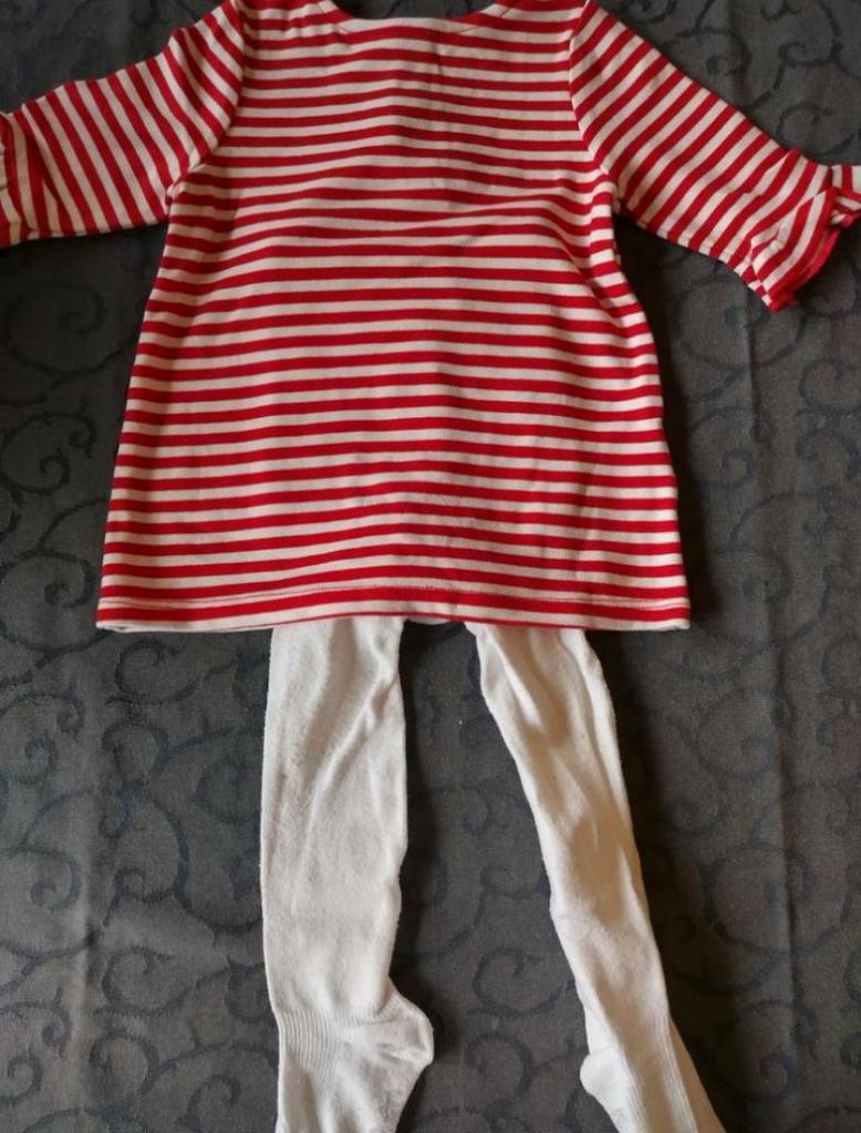 Rood gestreept jurkje met witte broekkousen - maat 74, Meisje, Jurkje of Rokje, JBC, Ophalen of Verzenden