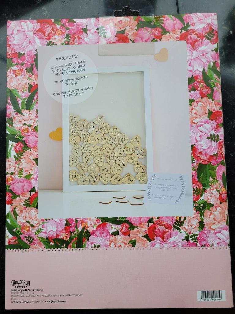 Houten gastenboek met 70 houten hartjes, Enlèvement ou Envoi, Neuf