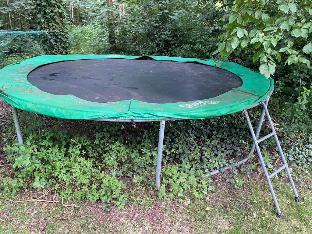 Trampoline 360cm met beschermhoes zijkant en palen voor besc, Enlèvement, Utilisé