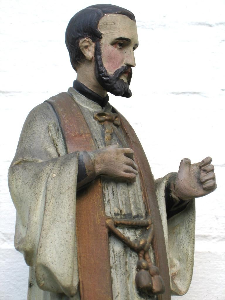 Jésuite en plâtre polychrome XIXème siècle de 45 cm à € 100, Verzenden