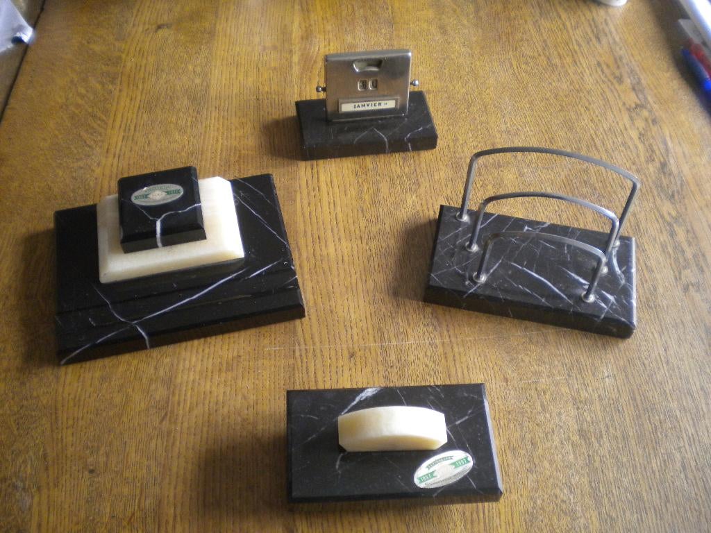 Garniture de bureau en marbre, années 1950, Enlèvement, Comme neuf, Autres matériaux