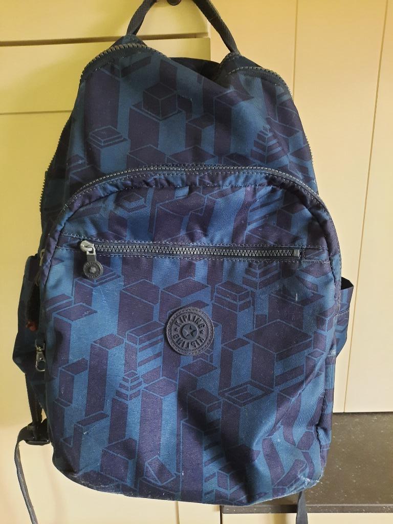 Kipling, boekentas, Ophalen of Verzenden, Gebruikt, Blauw, Rugtas